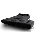 thumbnail of Sofá chaise longue AROA-XS, terciopelo de 3 plazas convertible en cama, color NEGRO, 198x150cm