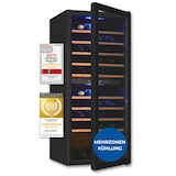 thumbnail of Exquisit Weinkühlschrank 2 Zonen, Platz für 114 Flaschen, 220 l, Umluftventilator, 9 Holzablagen, Temperaturanzeige, WS2-114-GTE-160G schwarz
