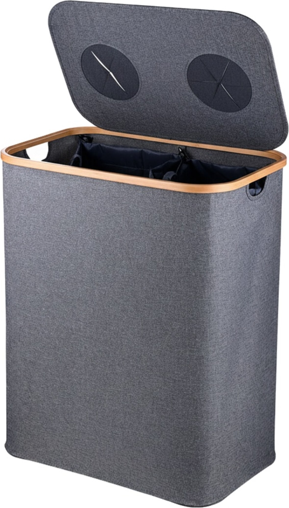 Relaxdays Pfandflaschen Sammelbehälter, 140 L, bis 60 Flaschen, 2 Innenbeutel, Flaschensammler für Glas & Plastik, grau