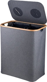 thumbnail of Relaxdays Pfandflaschen Sammelbehälter, 140 L, bis 60 Flaschen, 2 Innenbeutel, Flaschensammler für Glas & Plastik, grau