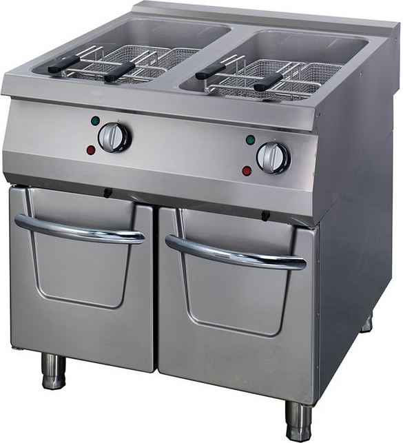 Freidora Premium - 2 x 22 L - unidad doble - 90 cm de profundidad - con grifo de vaciado - eléctrica