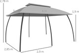 thumbnail of Outsunny cenador de jardín 3x6m gazebo exterior con doble techo 6 cortinas mosquiteras con cremallera y marco de metal para fiestas evento gris