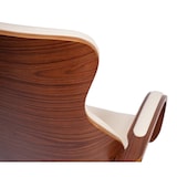 thumbnail of Sedia da ufficio HWC-H39, sedia da scrivania girevole sedia direzionale, legno di noce similpelle ~ crema