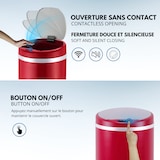 thumbnail of Poubelle de cuisine automatique 42L SOHO Rouge mat en acier INOX avec cerclage