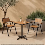 thumbnail of Set di 2 sedie da giardino HWC-J95, sedia da balcone Sedia, rivestimento per esterni, aspetto legno alluminio ~ struttura nera, teak