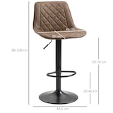 thumbnail of HOMCOM Juego de 2 Taburetes Altos de Cocina Tapizado en PU Taburetes de Bar con Altura Ajustable Asiento Giratorio y Reposapiés 46,5x51x86-106 cm