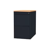 thumbnail of Lüllmann® Standcontainer, Frontgriffleiste, 2 Schubladen, 750 x 460 x 790 mm, tiefschwarz/buche
