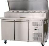 thumbnail of Romux® Saladette Kühltisch mit 2 Türen 136x70 cm für 7 GN 1/3 Behälter mit Umluftkühlung | Zubereitungstisch aus Edelstahl mit Kapazität 228 L
