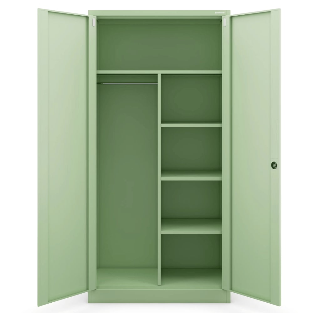 Mehrzweckschrank Metall abschließbar DAWID Metallschrank | Schließfachschrank Putzmittelschrank Besenschrank Vorratsschrank, 185x90x45cm Pastellgrün