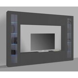 thumbnail of Dmora Wohnzimmermöbel Giuliano, Wohnzimmer-Set TV-Möbel mit 4 Türen, Mehrzweck-Wohnzimmermöbel mit Vitrine und LED-Licht, cm 260x30h180, Anthrazit