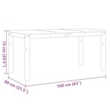 thumbnail of vidaXL Eettafel Corona 160x80x75 cm massief grenenhout