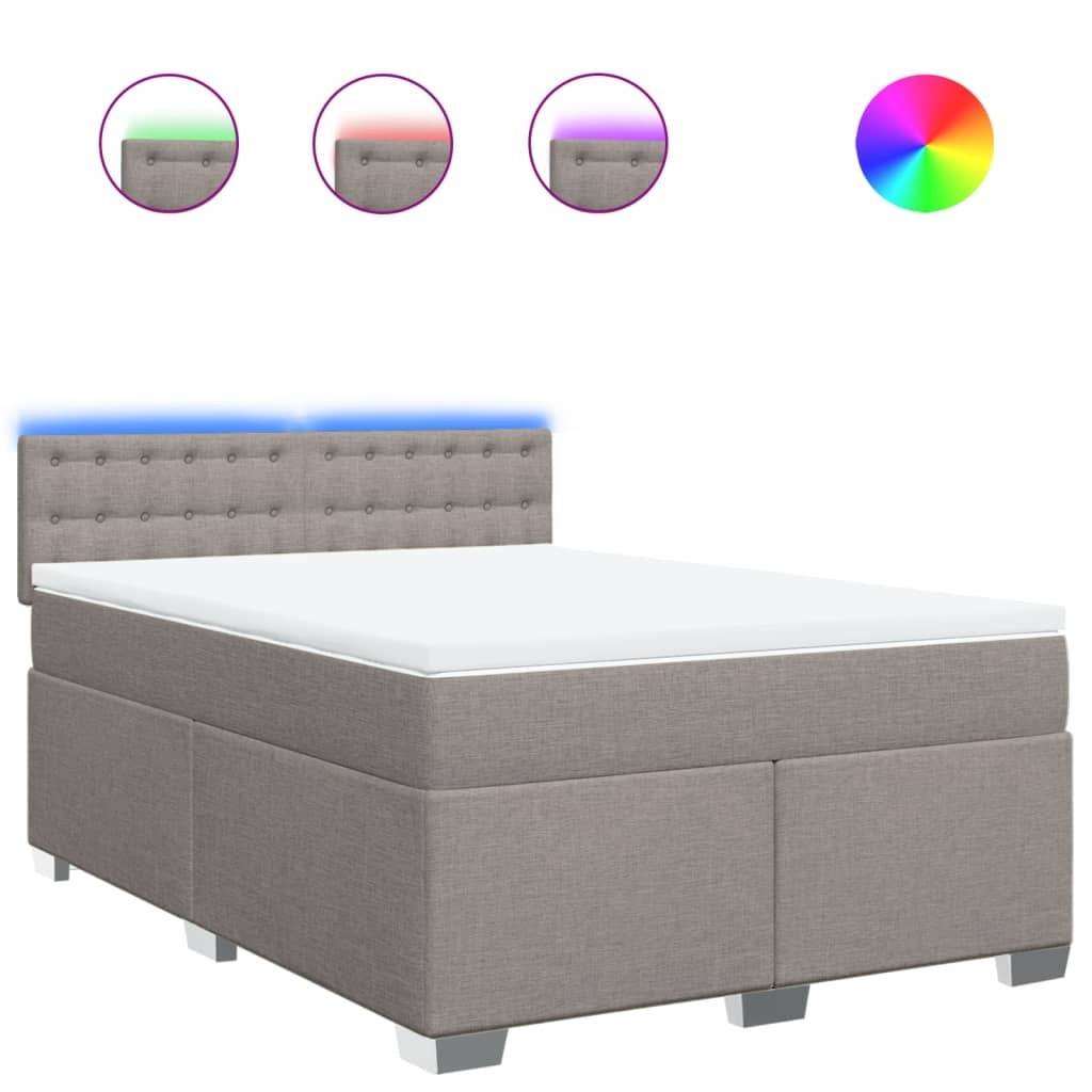 vidaXL Boxspringbett mit Matratze Taupe 160x200 cm Stoff