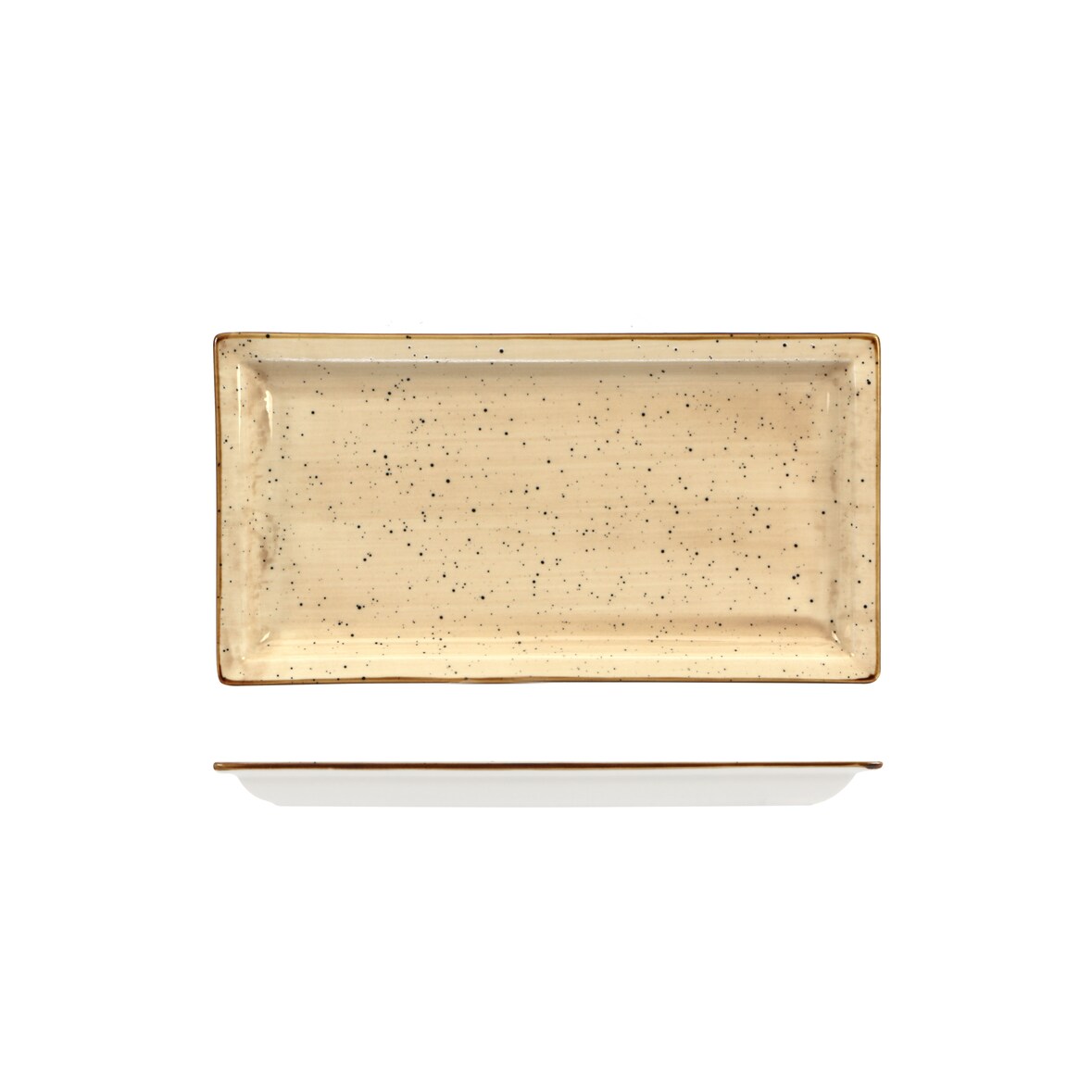 Lioness set 6 piatti rettangolari Justcolor in porcellana decorata color crema cm 27x14,2 H 1,8 HP8167-1096K1