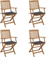 thumbnail of vidaXL 4x Akazienholz Massiv Gartenstuhl Klappbar mit Kissen Armlehnen Klappstuhl Stuhl Stühle Gartenstühle Klappstühle Holzstuhl Gartenmöbel