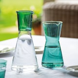 thumbnail of Zafferano Classy karaf van mondgeblazen borosilicaatglas in Lake Green, handgemaakt met een geometrisch en ergonomisch design voor uw tafel.
