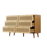 thumbnail of Kommode 120x40x76 Sideboard 6 Schubladen Stauraum Retro Schlafzimmer Büro Wohnzimmer Holz Eiche Metallgriffe modern