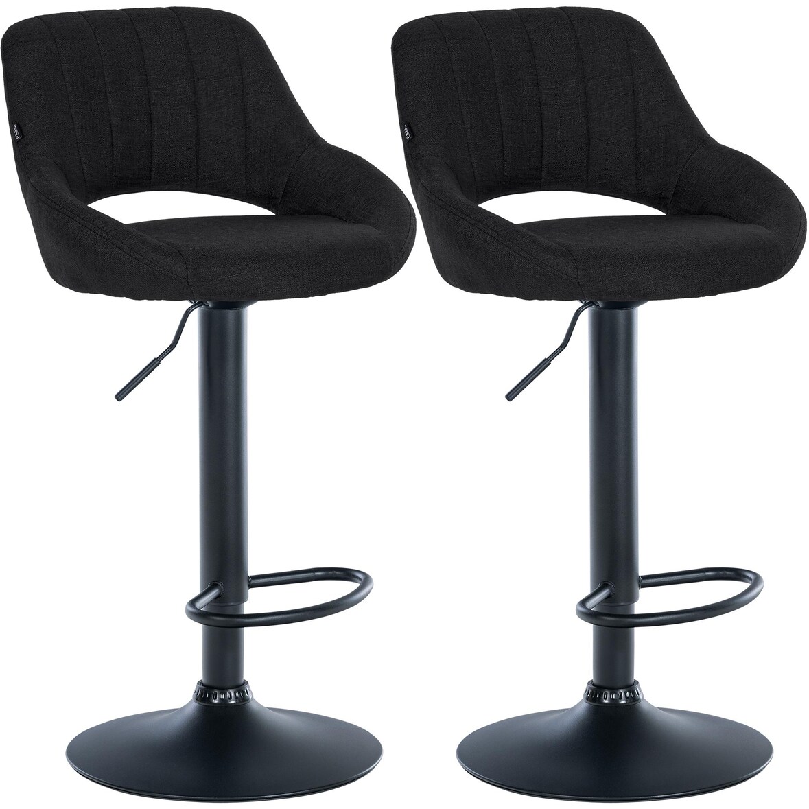 CLP Set van 2 barkrukken Milet stof Stof HBT: 85x47x48 cm Metaal mat zwart zwart