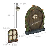 thumbnail of Relaxdays Feentür, 4-tlg. Set, 2 Wichtelfenster, 1 Wichtellicht, wetterfeste Gartendeko, Wichteltür, Kunststein, bunt