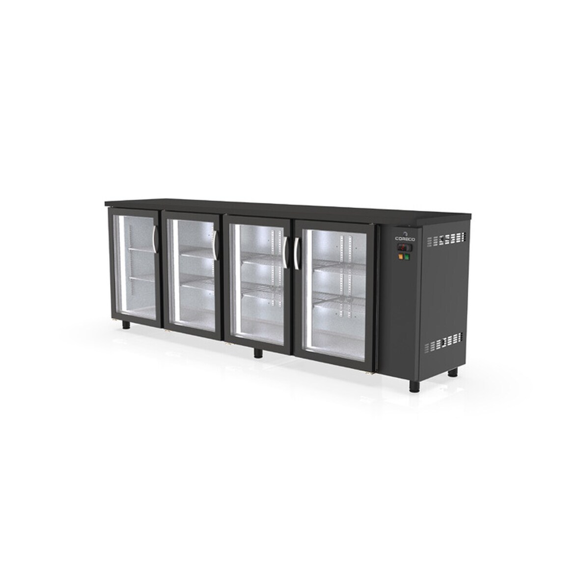 Positieve achterbalk s/gp 4 scharnierende glazen panelen