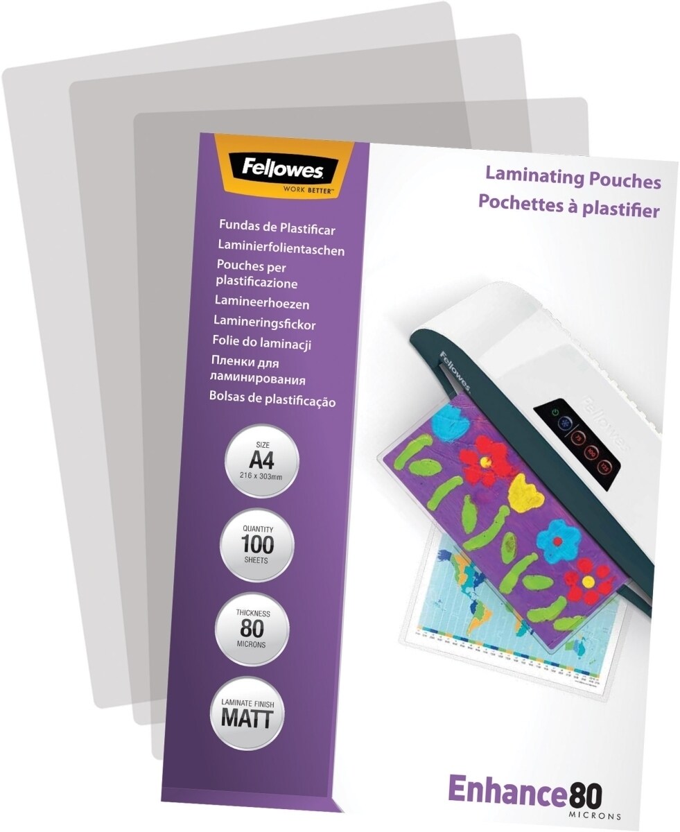 Fellowes Laminierfolien Enhance A4 80mic matt VE=10x100 Stück