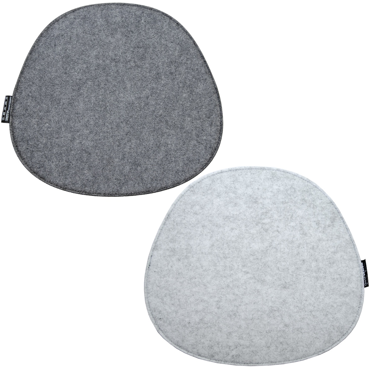 2 Vilten Zitkussen Ovaal - 40x37cm Omkeerbaar Stoelkussen van Vilt - 8mm Stoelpad 2-Kleurig Grijs