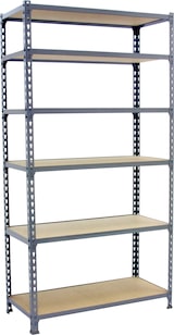 thumbnail of SimonRack Estantería Metálica, 2500x1100x300 mm, 6 Alturas, Bandeja Madera, 200 kg de Punto Flexión, Galva/Madera - Maderclick