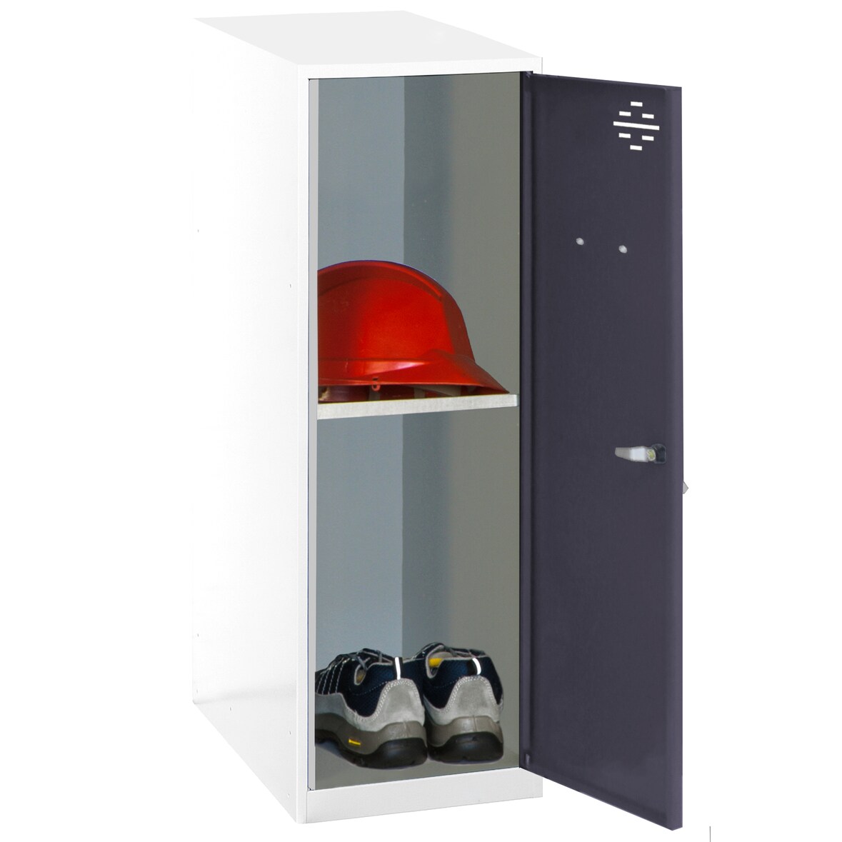 Metallschrank mini zerlegt + Regalboden WEISS/ANTHRACITE 915x400x500 mm (Höhe x Länge x Breite)