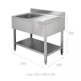 thumbnail of Fregadero para Restaurante INOX un Seno y Escurridor 126 D