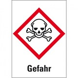 thumbnail of Dreifke® Aufkleber I Gefahrensymbol Totenkopf mit gekreuzten Knochen GHS 06, Gefahr, Folie, 37x52mm, 500/Rolle, GHS-Verordnung