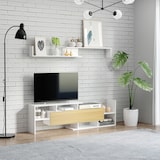 thumbnail of Mueble de Salón para TV Conjunto Muebles de TV con Mesa para Televisor 153,6x25x42 cm y Estante de Pared 150x14,5x16,3 cm