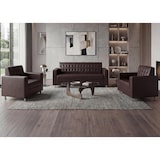 thumbnail of 3-1-1 Sofagarnitur Kunda, Couch Loungesofa Kunstleder, Metall-Füße ~ coffee