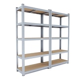 thumbnail of Sistema Di 5 Scaffali Metallo e MDF 1 Scaffale Angolare E 4 Scaffali Per Magazzino Alta Portata 25 Ripiani Scaffalatura Officina Garage da 4375 kg