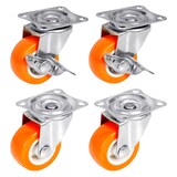 thumbnail of PRIOstahl 2 Lenkrollen + 2 Bremsrollen 38mm Orange Rollen Möbelrollen Spurlos & Leise Premium