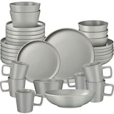 thumbnail of tectake Juego de vajilla de gres Una, ideal para 6 personas, 30 piezas, gris