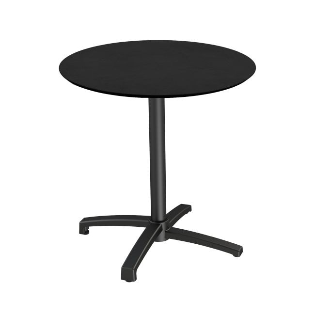 Table de bistrot - Pliable - Plateau rond - Diamètre 69 cm - Noir/Noir - X-cross - Veba