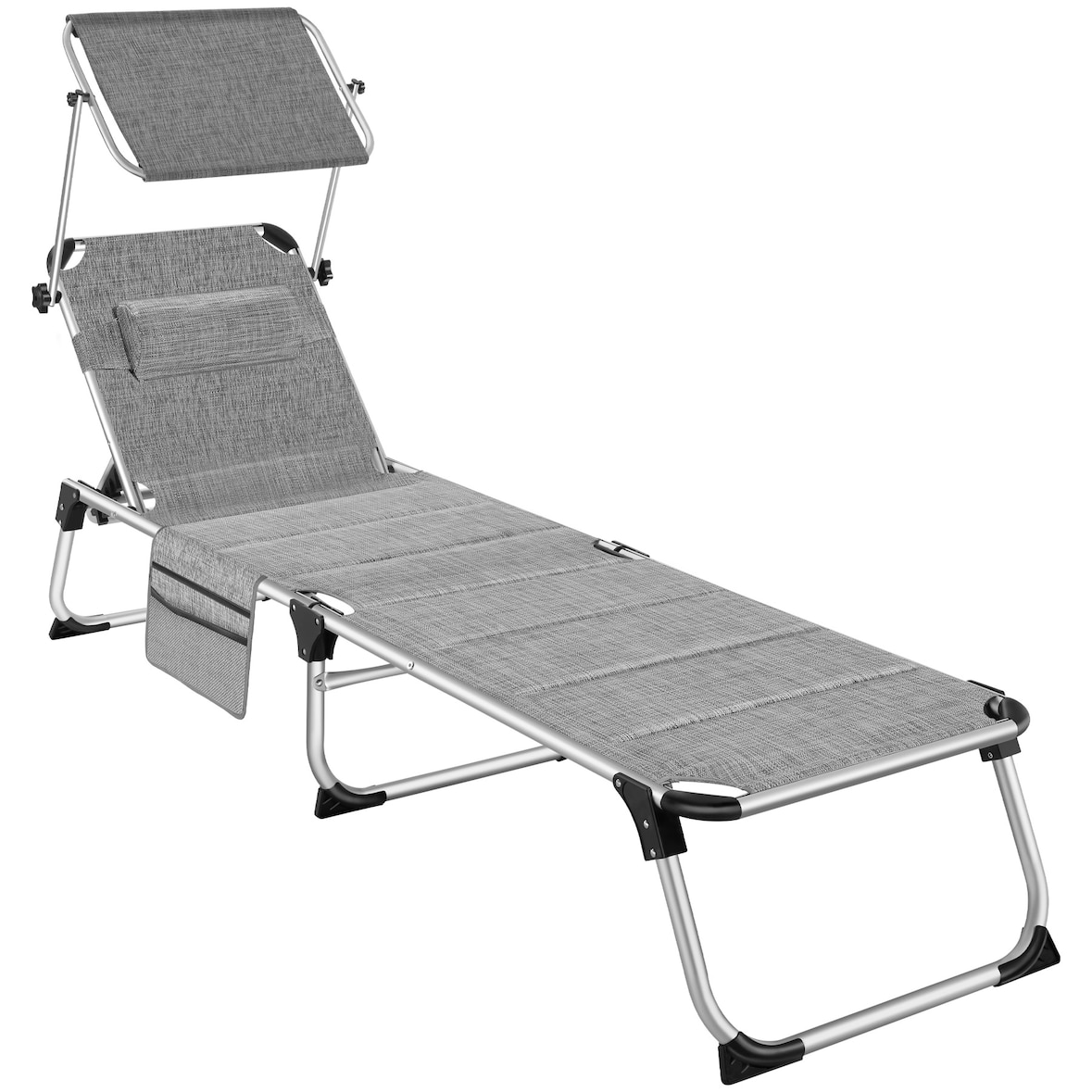 tectake Espreguiçadeira Lorella acolchoada, dobrável  Cinzento Jaspeado