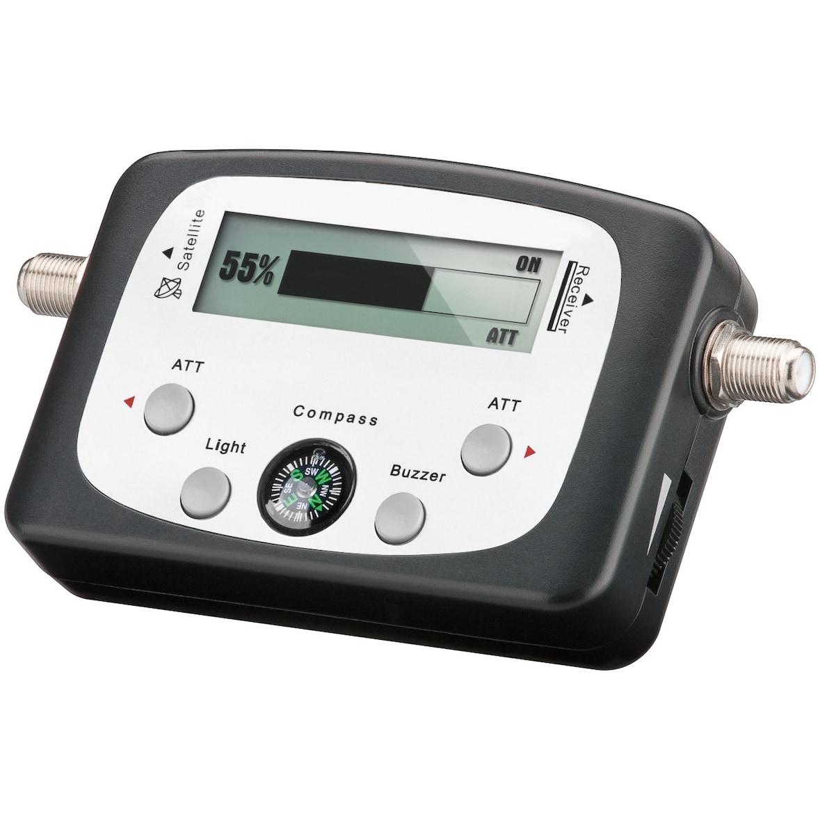 goobay Satelliten Finder mit digitaler LCD-Anzeige mit Kompass und Ton, inkl. F-Anschlusskabel