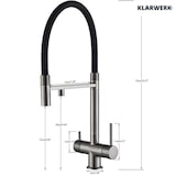 thumbnail of Lana | Rubinetto estraibile grigio nero a 3 vie | Miscelatore cucina per acqua potabile in acciaio inossidabile | Girevole a 360° Filtra 3 connessioni