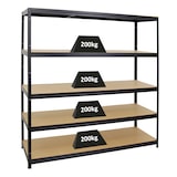 thumbnail of PROREGAL Étagère charge lourde GIANT ELEPHANT, HxLxP 180x180x60cm, 200kg par niveau, Noir, Étagère robuste de Garage, Atelier