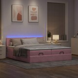 thumbnail of vidaXL Ottoman-Bett mit Matratzen & LEDs Rosa 160x200 cm Samt