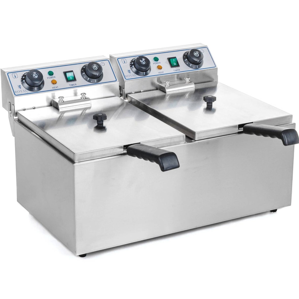 Royal Catering Freidora eléctrica doble - 2 x 13 litros con temporizador (60 min)