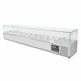 thumbnail of Mesa refrigerada para pizza, 3 puertas, acero inoxidable, mármol gris, 580 L, interior EN 60 x 40 cm, vitrina de ingredientes GN 1/4, Vaiotec 11259