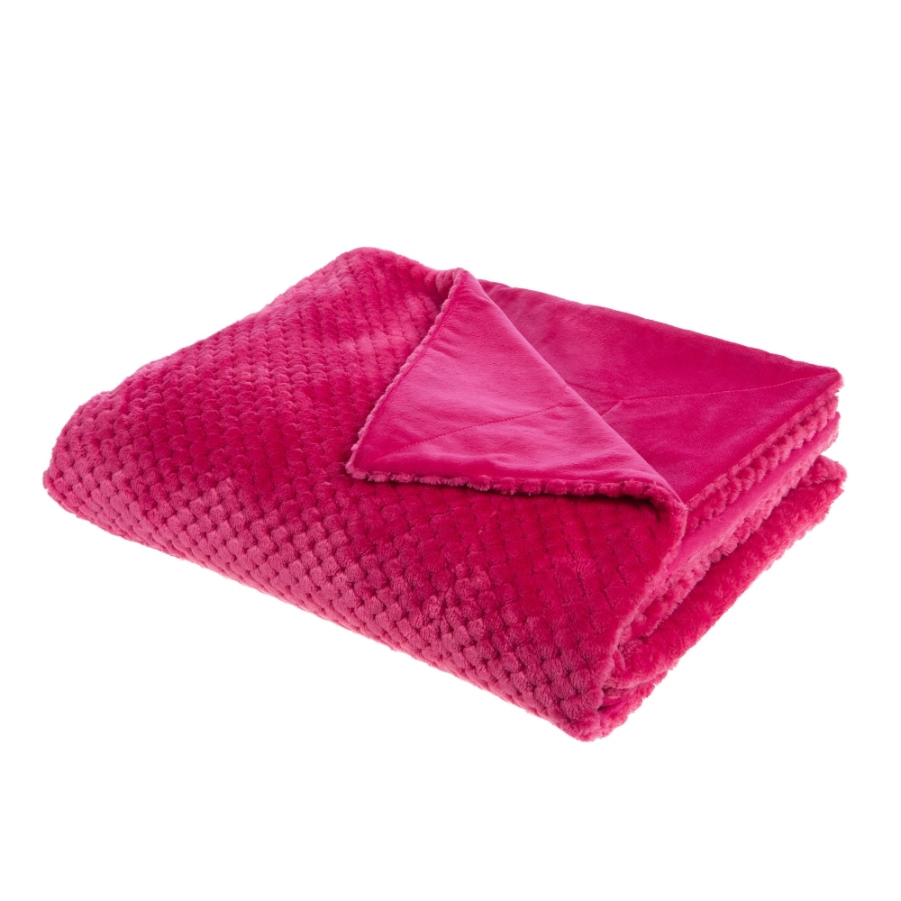 Plaid Damier Fushia 130x170 cm -  Rose Rectangulaire Polyester Amadeus 1.00x130.00 cm