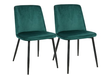 METRO PROFESSIONAL Silla de restaurante tapizada Belora, set de 2, acero/poliéster, verde/negro