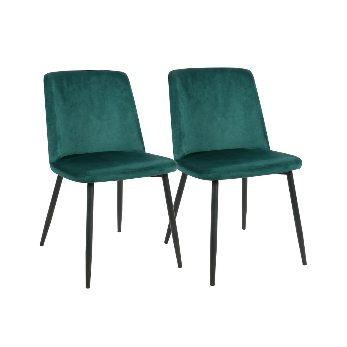 METRO PROFESSIONAL Silla de restaurante tapizada Belora, set de 2, acero/poliéster, verde/negro