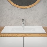 thumbnail of ECD Germany Einbauwaschbecken Keramik Weiß 810×465×175 mm, mit Überlauf, inkl. Ablaufgarnitur