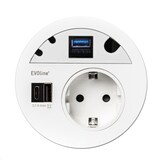 thumbnail of EVOline Circle80 Einbausteckdose mit USB-Doppelcharger A/C, Blende USB 3.0, weiß