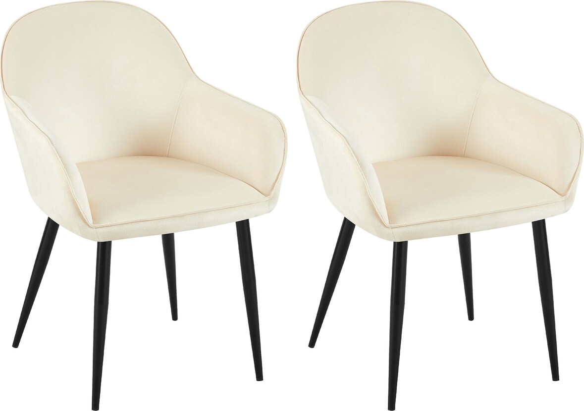 CHEFGASTRO 2er Set Esszimmerstuhl CORDOBA Samt HxBxT 84x60x60cm Samt Creme Küchenstuhl