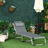 thumbnail of Outsunny Tumbona Plegable Reclinable  de Aluminio con Reposacabezas Extraíble y Respaldo Ajustable en 4 Posiciones para Jardín Terraza 170x60x76 cm