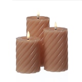 thumbnail of LED Kerze Twist Echtwachs gedreht flackernd H: 12,5cm Timer altrosa